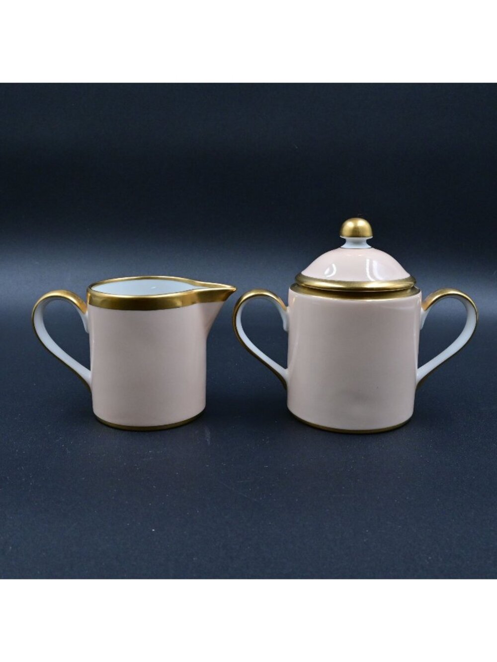Fitz And Floyd Versailles Peach Creamer & Lidded Sugar Bowl Set Vintage Japan